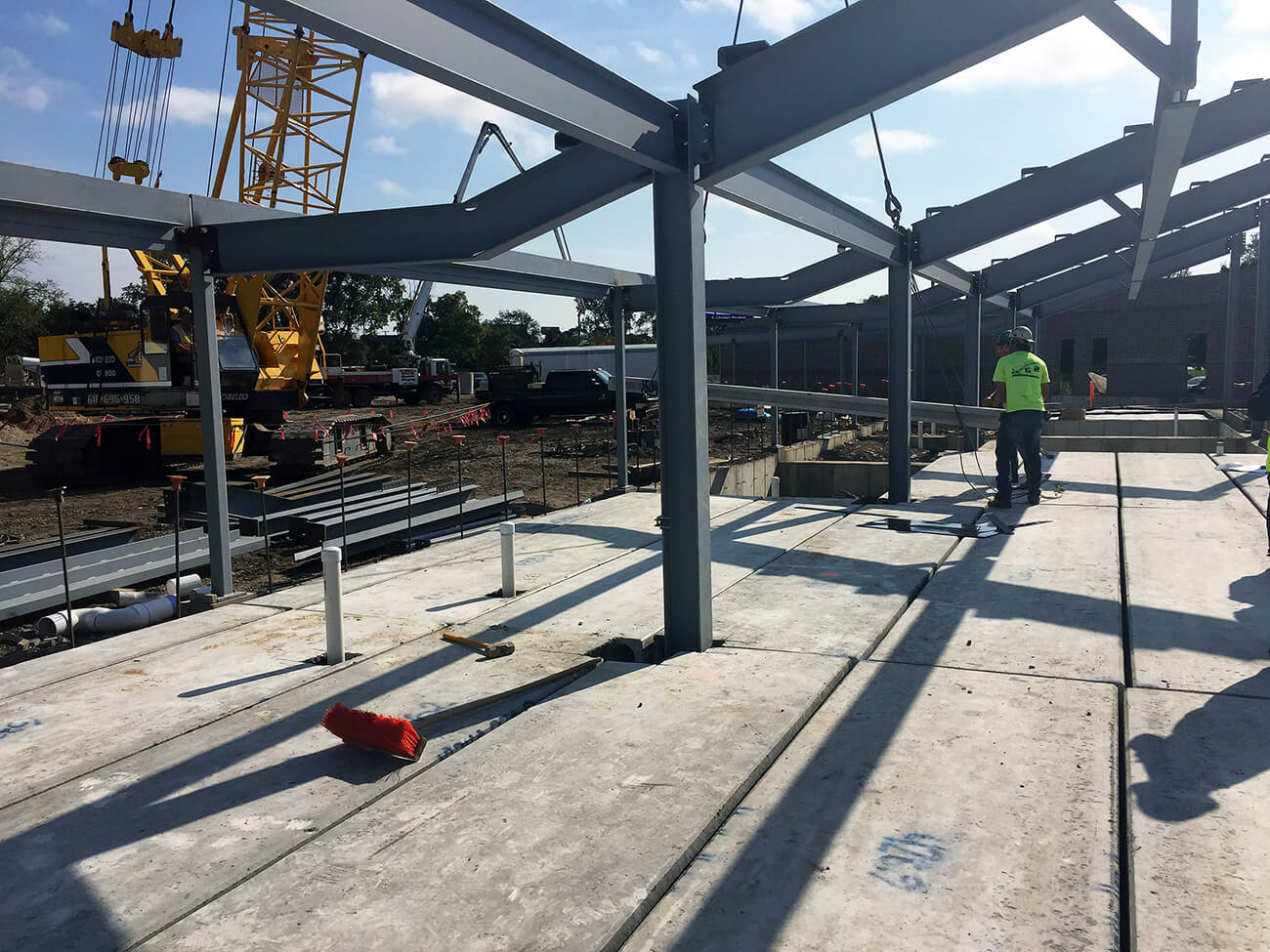steel being constructed at Jimmy John's Field