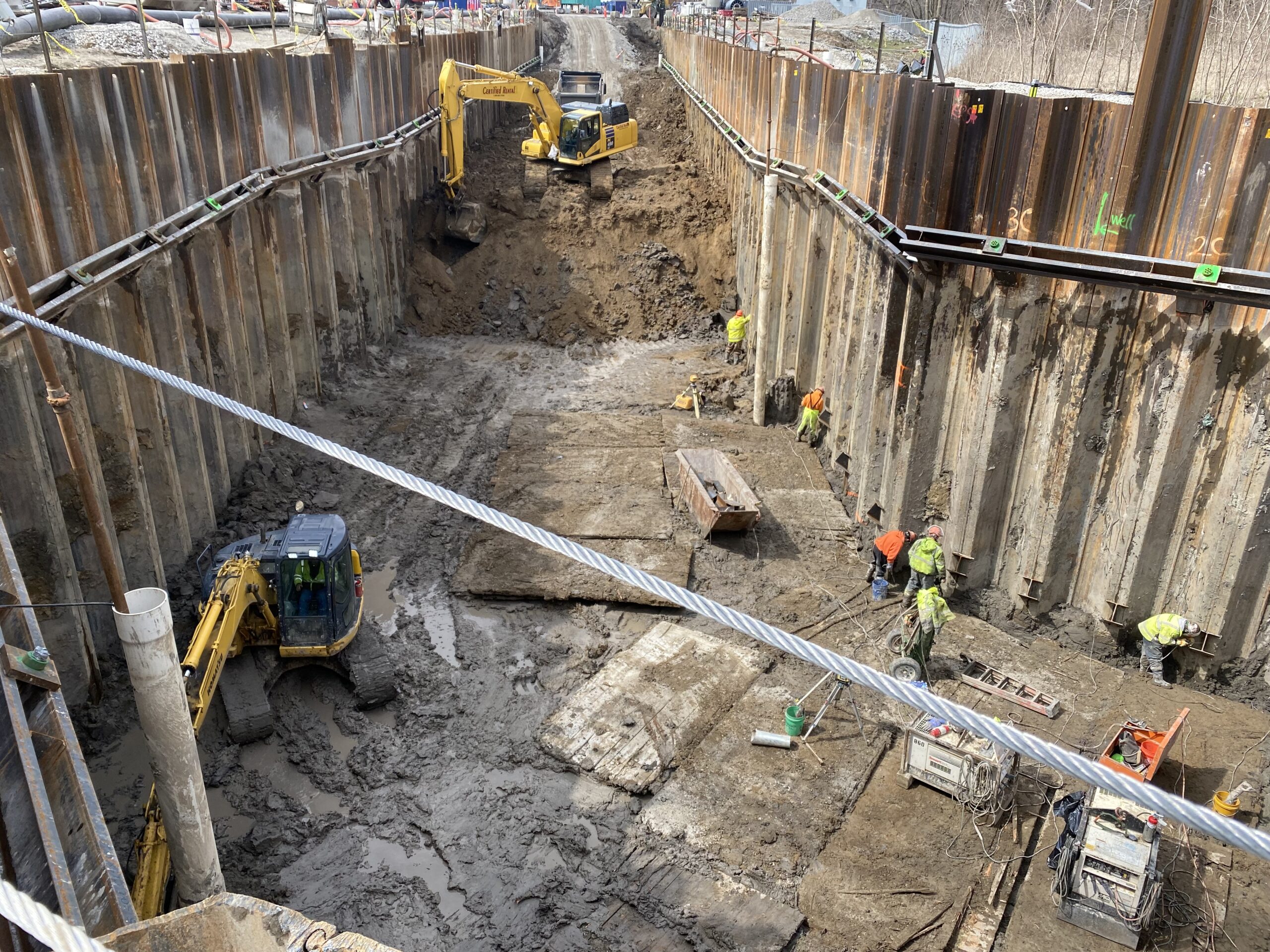 earth retention system being built
