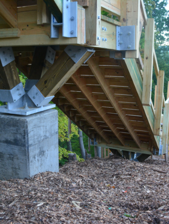 fort hill trail from underneath to show work completed