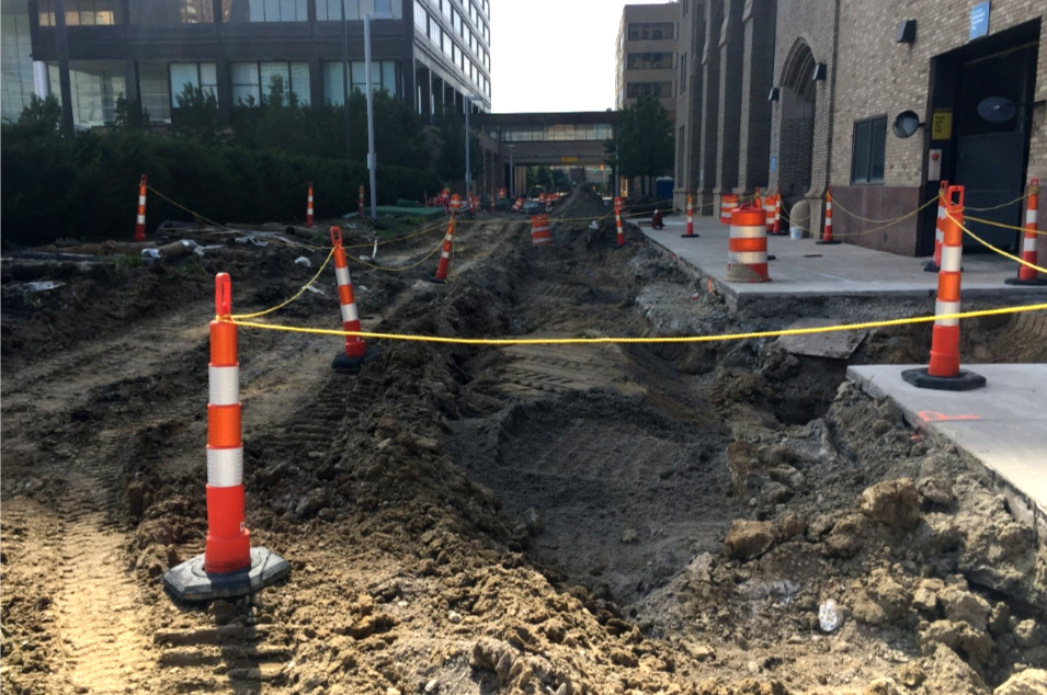 construction of Beech street for DTE Energy Edison Center