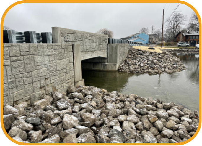 Maloney Street Over Clear Long Lake Canal with the canal under the bridge